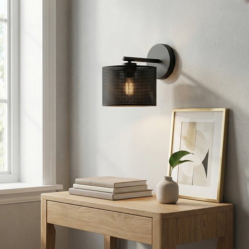 Kinkiet LUX K1 BLACK klasyczny, abażur, czarny