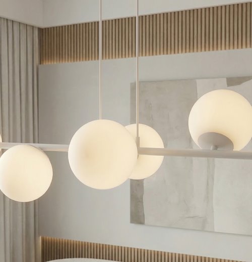 Lampa wisząca MAGNUS 6 GRAY OPAL nowoczesna, klosz, szara