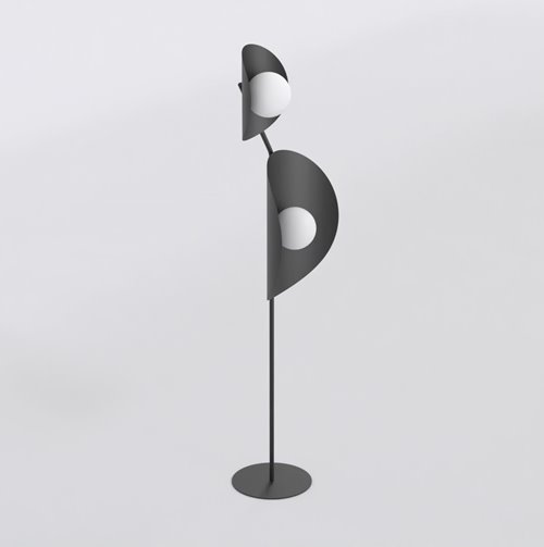 Lampa podłogowa DELULU LP2 BLACK nowoczesna, czarna, metal