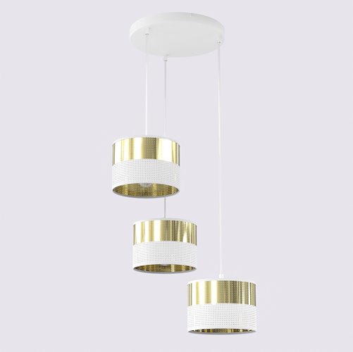 Lampa wisząca LUX 3 WH GOLD PREMIUM abażur, biały, złoty
