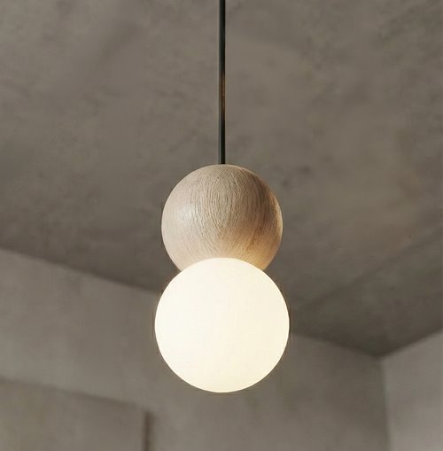 Lampa wisząca LOOP 3 BLACK nowoczesna, czarna, drewno, klosz