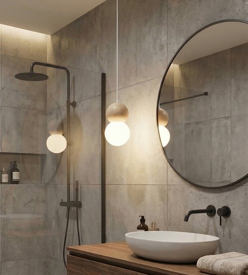 Lampa wisząca LOOP 1 WHITE nowoczesna, biała, drewno, klosz