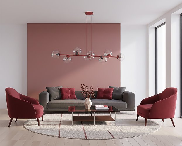 Lampa wisząca MAGNUS 8 BURGUNDY TRANSPARENT nowoczesna