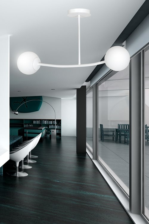 Lampa sufitowa HALLDOR 2 WHITE klasyczna, klosz, biała