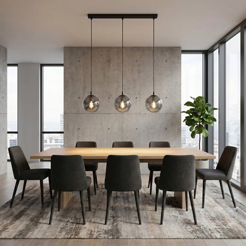 Lampa wisząca COSMO 3 BL GRAFIT loft, klosz grafit, czarna