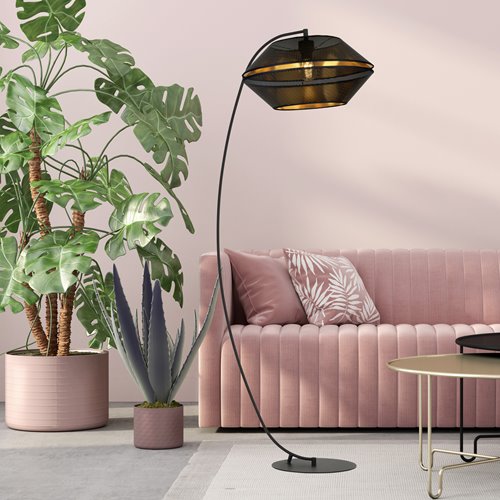 Lampa podłogowa MALIA LP BLACK/GOLD abażur czarna/złota