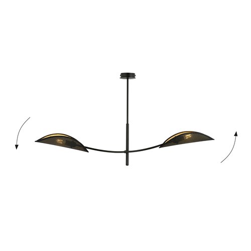 Lampa sufitowa LOTUS 2 BLACK/GOLD abażury czarna/złota