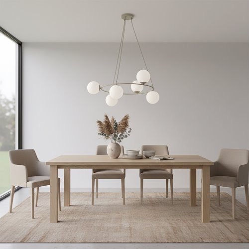 Lampa wisząca AZURA 6 MOKKA OPAL nowoczesna, klosze, beżowa