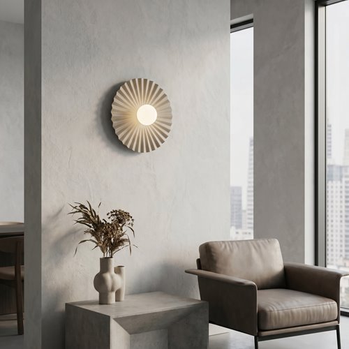 Kinkiet UMBRA L K1 MOKKA OPAL nowoczesny, beżowy,metal, fala