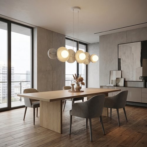 Lampa wisząca MODEL 6 BL WHITE loft, biała, metal