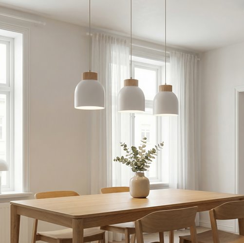 Lampa wisząca VIGO 3 WHITE nowoczesna, biała, metal, drewno