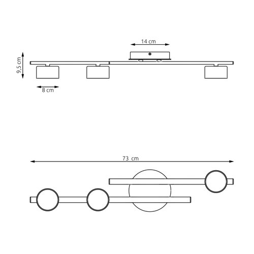 Lampa sufitowa FRAGMENT 3 MOKKA loft, beżowa, metal