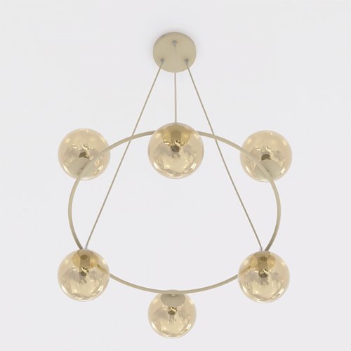 Lampa wisząca AZURA 6 MOKKA AMBER nowoczesna, klosze, beżowa