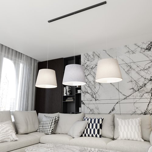Lampa wisząca EPOCA 3 MIX abażur, beż, szary, klasyczna