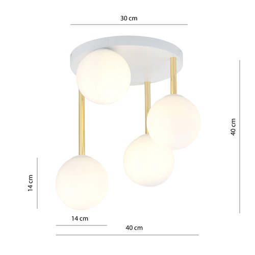 Lampa sufitowa DOLCE 4 WH OPAL plafon klosze złoty/biały