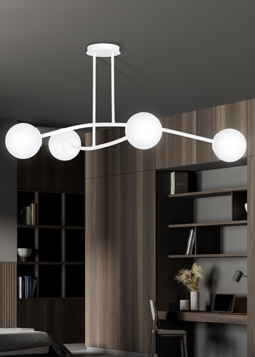 Lampa sufitowa HALLDOR 4 WHITE klasyczna klosz biała