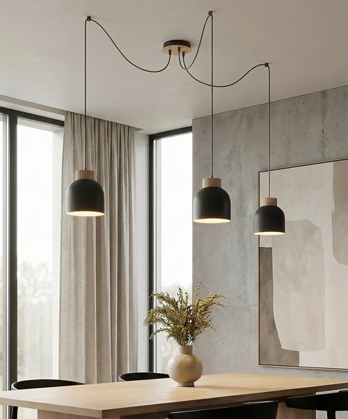 Lampa wisząca KRU 3 BLACK nowoczesna, czarna, metal, pająk