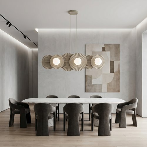 Lampa wisząca UMBRA 6 MOKKA OPAL loft, beżowa, metal, fala