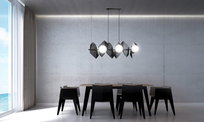Lampa wisząca DRIFTON 6 BLACK nowoczesna klosz biało/czarna