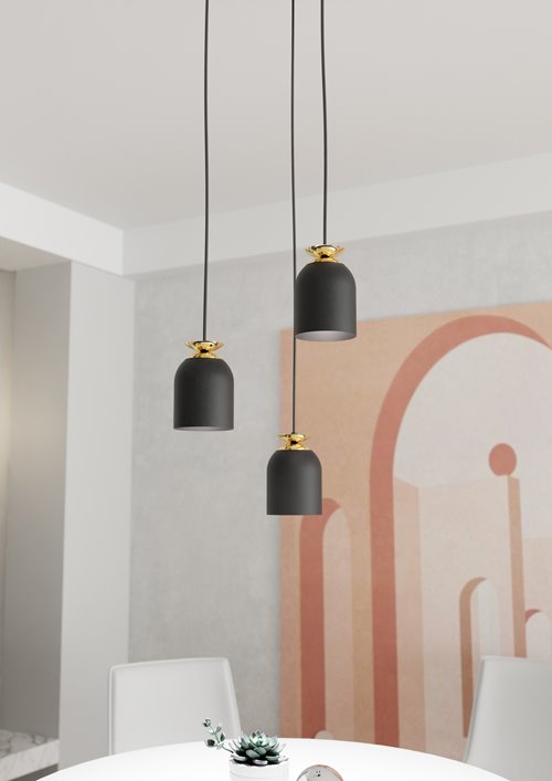 Lampa wisząca TARGET 3 PREM BL, loft, czarny, złoty