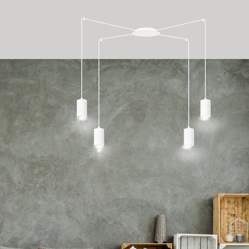 Lampa wisząca TRAKER 4 WH/WHITE nowoczesna, pająk, biała