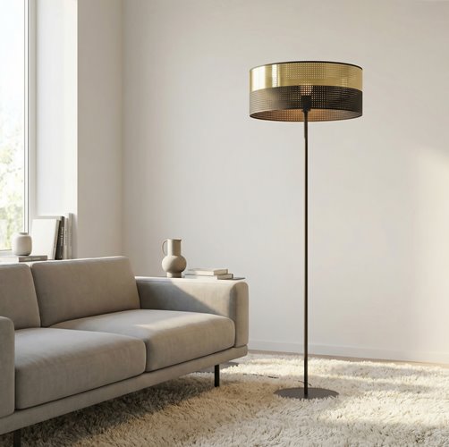 Lampa podłogowa LUX LP1 BL GOLD klasyczna, złota, abażur