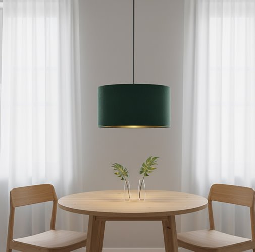 Lampa wisząca HILDE 1 BL GREEN abażur welur zielony