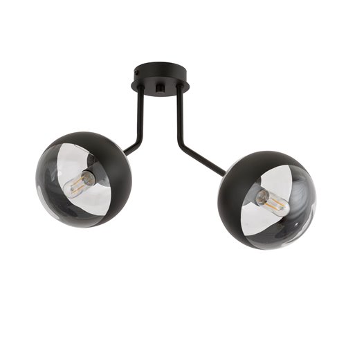 Lampa sufitowa NOVA 2 BL/STRIPE klosze czarna/transparent