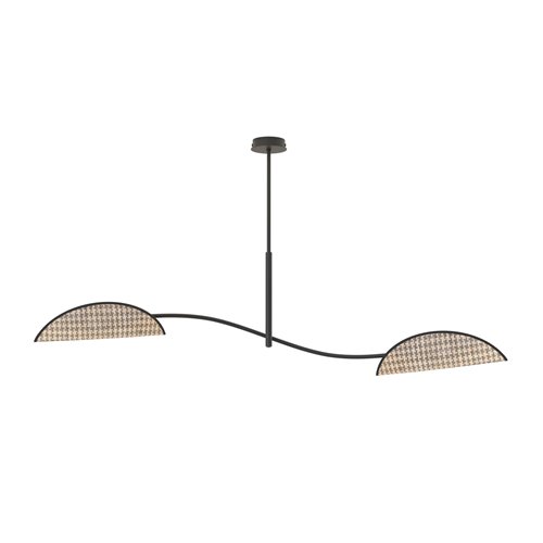 Lampa sufitowa LOTUS 2 BL NATURAL abażury, czarna, rattan