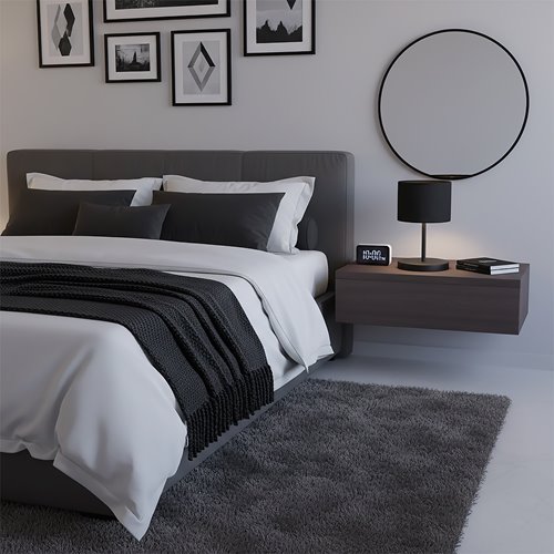 Lampka nocna ECO LN1 BLACK abażur, czarna, klasyczna
