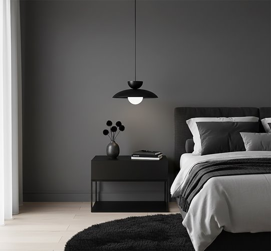 Lampa wisząca MULAN 1 BLACK nowoczesna, czarna, metal