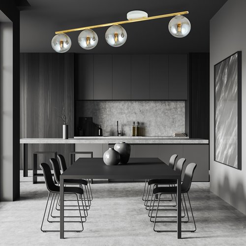 Lampa sufitowa MONZA 4 WH GRAFIT plafon biała/złota/grafit