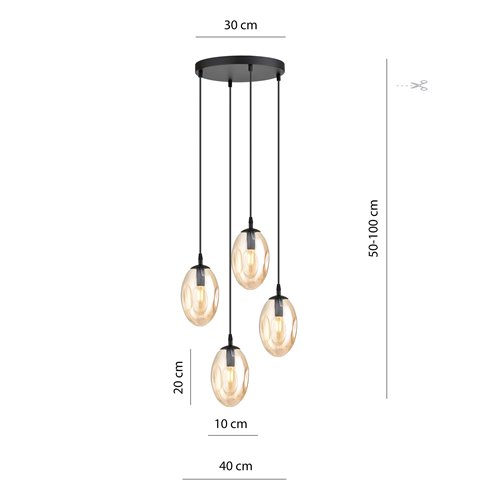 Lampa wisząca ASTRAL 4 BL PREMIUM MIODOWY klosze DESIGN