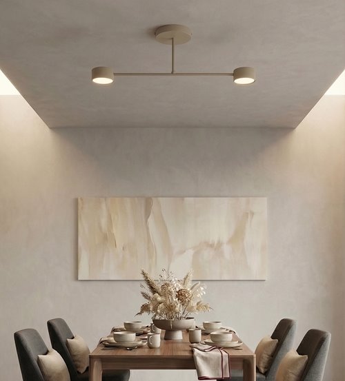 Lampa sufitowa HALO 2 MOKKA minimalistyczna, beżowa, metal