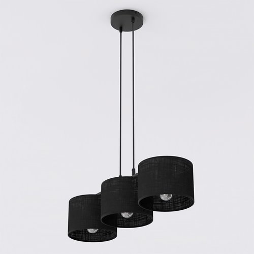 Lampa wisząca ECO 3 BLACK klasyczna, abażur, czarna