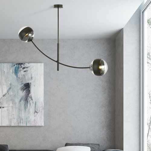 Lampa sufitowa HUNTER 2 BLACK/STRIPE czarna/transparent