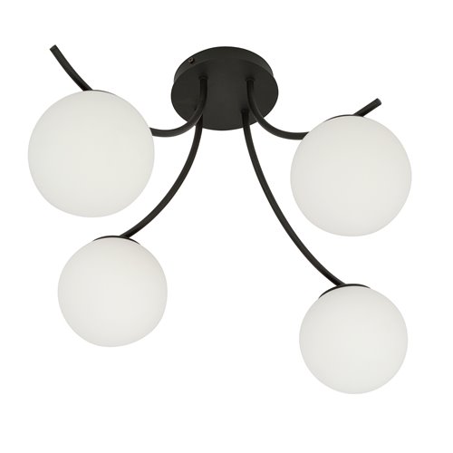 Lampa sufitowa BOSTON 4 BLACK/OPAL nowoczesna czarna/biała