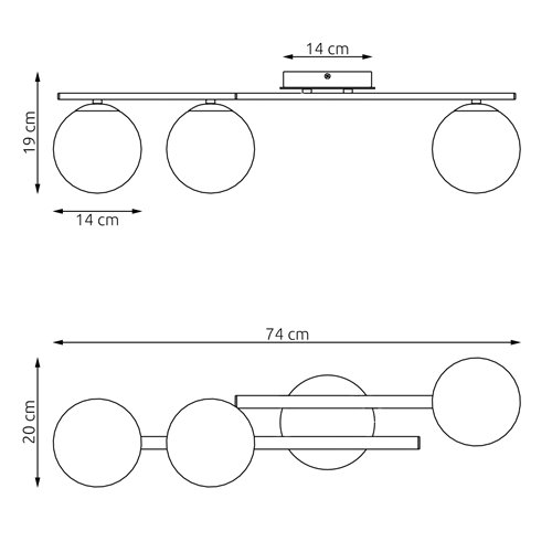 Lampa sufitowa KAIRO 3 MOKKA OPAL plafon, klosz, beżowa