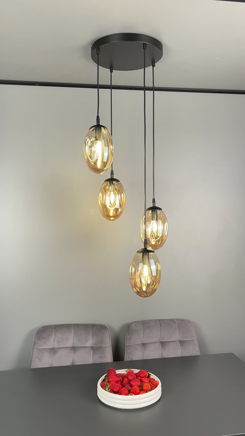 Lampa wisząca ASTRAL 4 BL PREMIUM MIODOWY klosze DESIGN