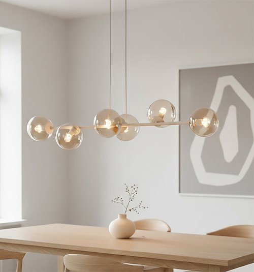 Lampa wisząca MAGNUS 6 MOKKA AMBER nowoczesna, klosz miodowa