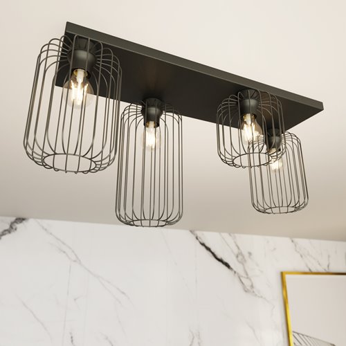 Lampa sufitowa BARN 4 BL industrialna, loft, plafon, czarna