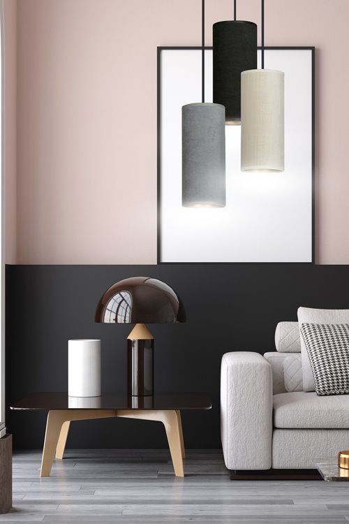 Lampa wisząca BENTE 3 BL PREMIUM MIX abażur welur kolor