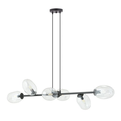 Lampa wisząca PANDORA 6 BL TRANSP klosze czarny/transparent