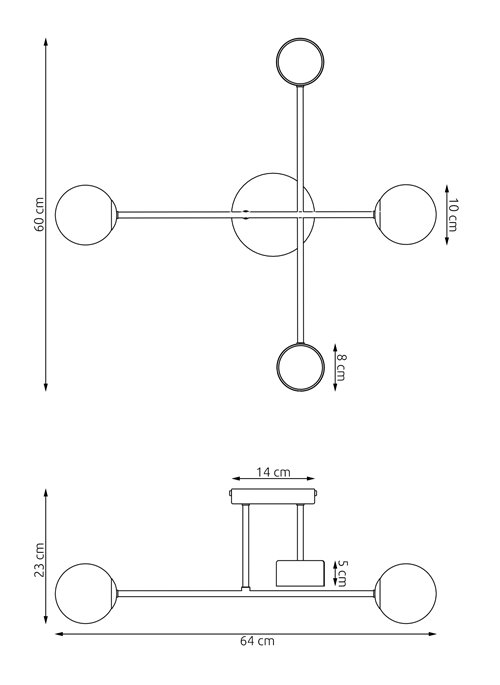 Lampa sufitowa HOLON 4 BLACK plafon, czarna, metal