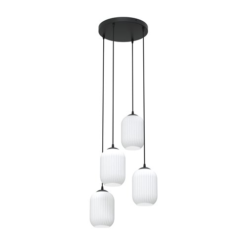 Lampa wisząca VERDI 4 PREM BL OPAL klosz, biały, czarna