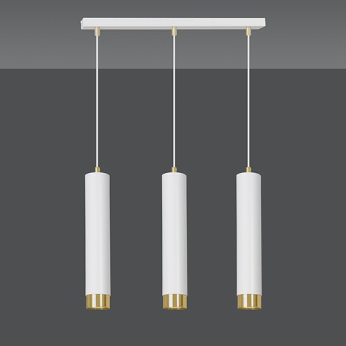 Lampa wisząca KIBO 3 WH/GOLD nowoczesna, tuby, biało/złota