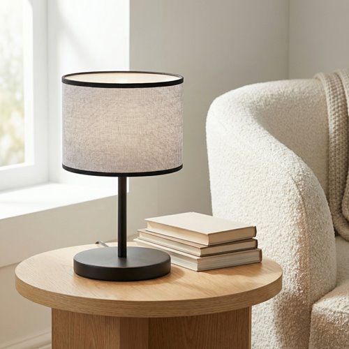 Lampka nocna ECO LN1 GRAY abażur, szara, klasyczna