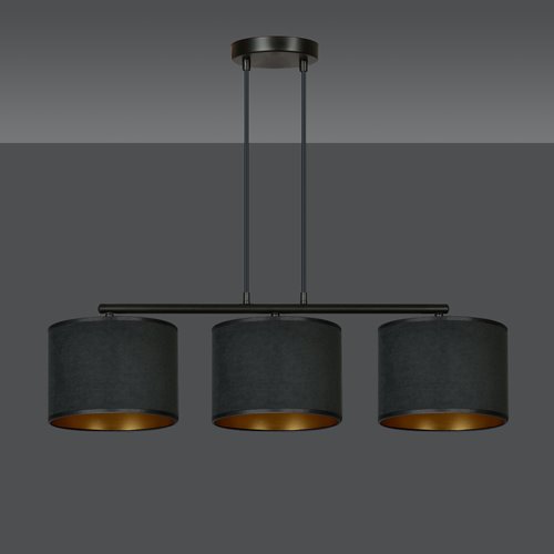 Lampa wisząca HILDE 3 BL BLACK abażur welur czarny