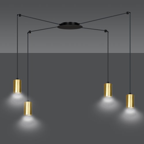 Lampa wisząca TRAKER 4 BL/GOLD nowoczesna pająk czarno/złota