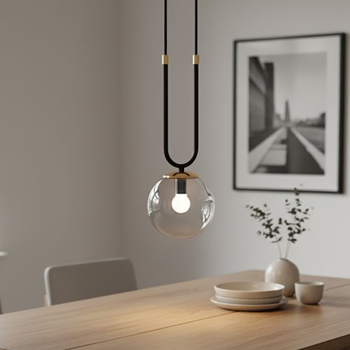 Lampa wisząca GLAM 1 BL/TRANSPARENT czarna/transparent/złota